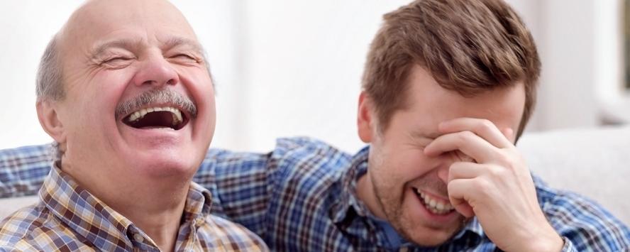 father son laughing good mental health