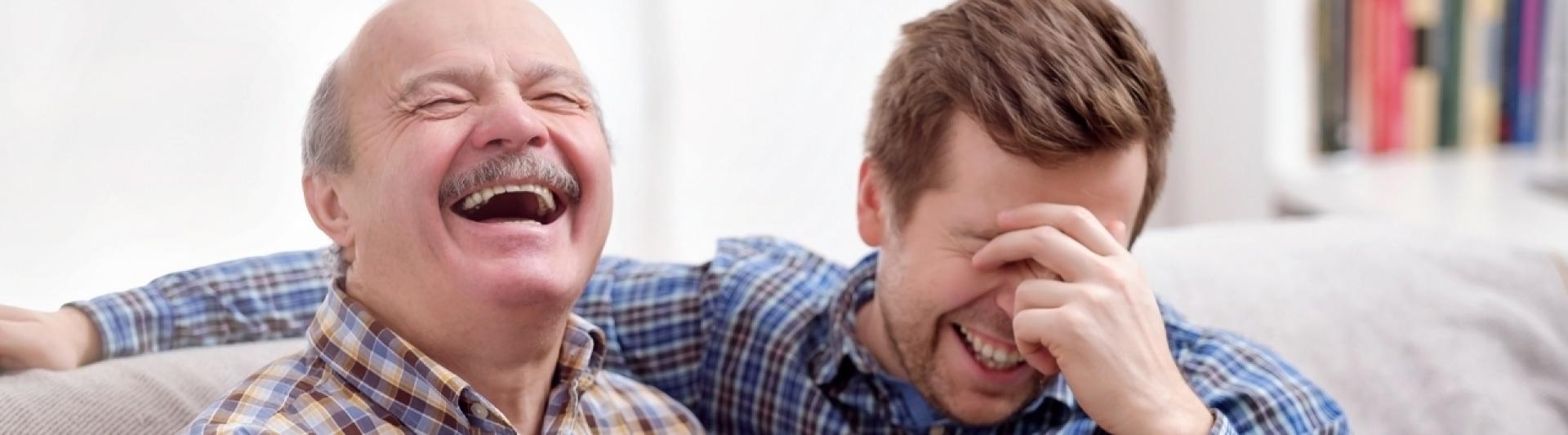father son laughing good mental health