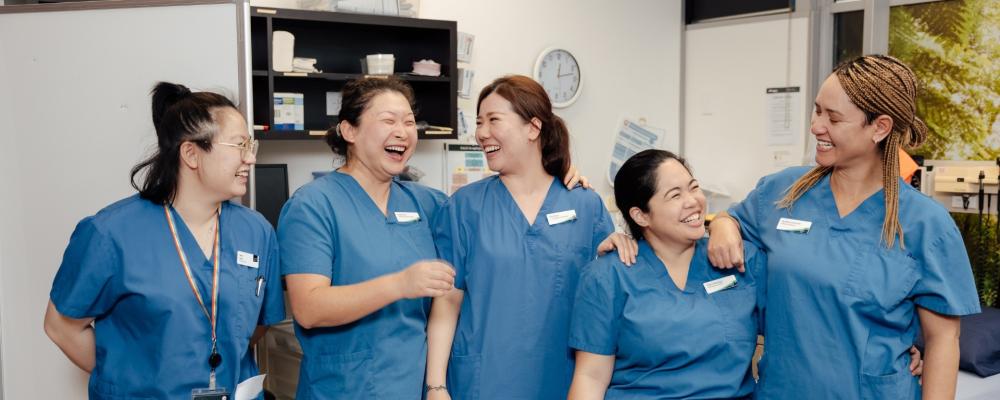 Nurses in blue