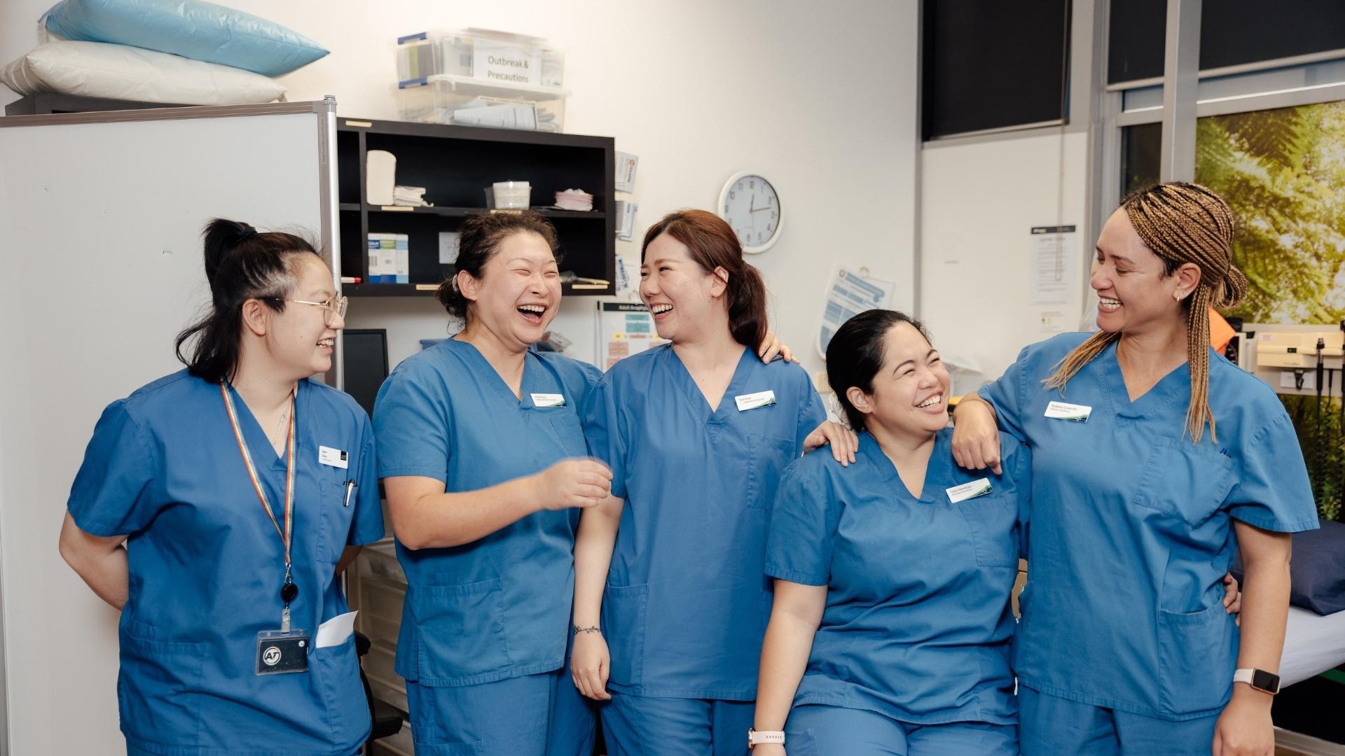 Nurses in blue