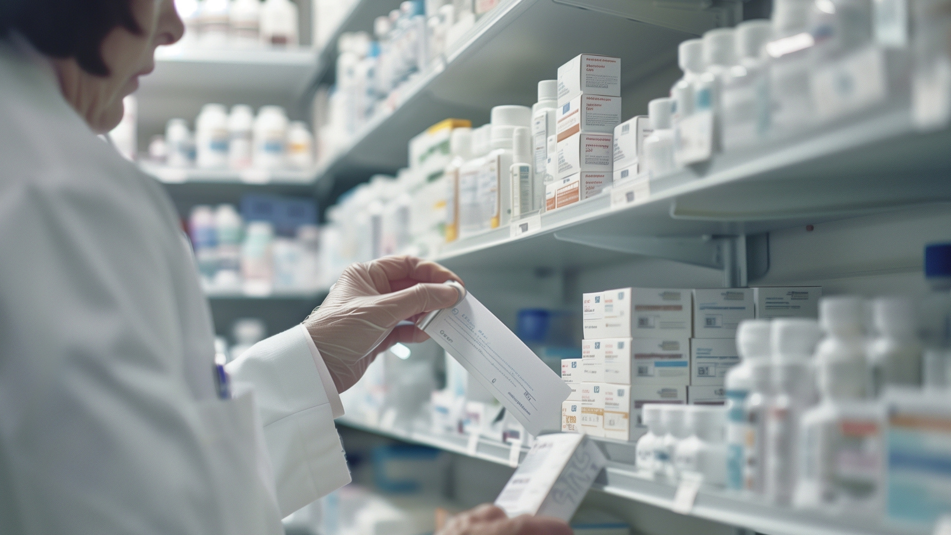 Pharmacist checking medication