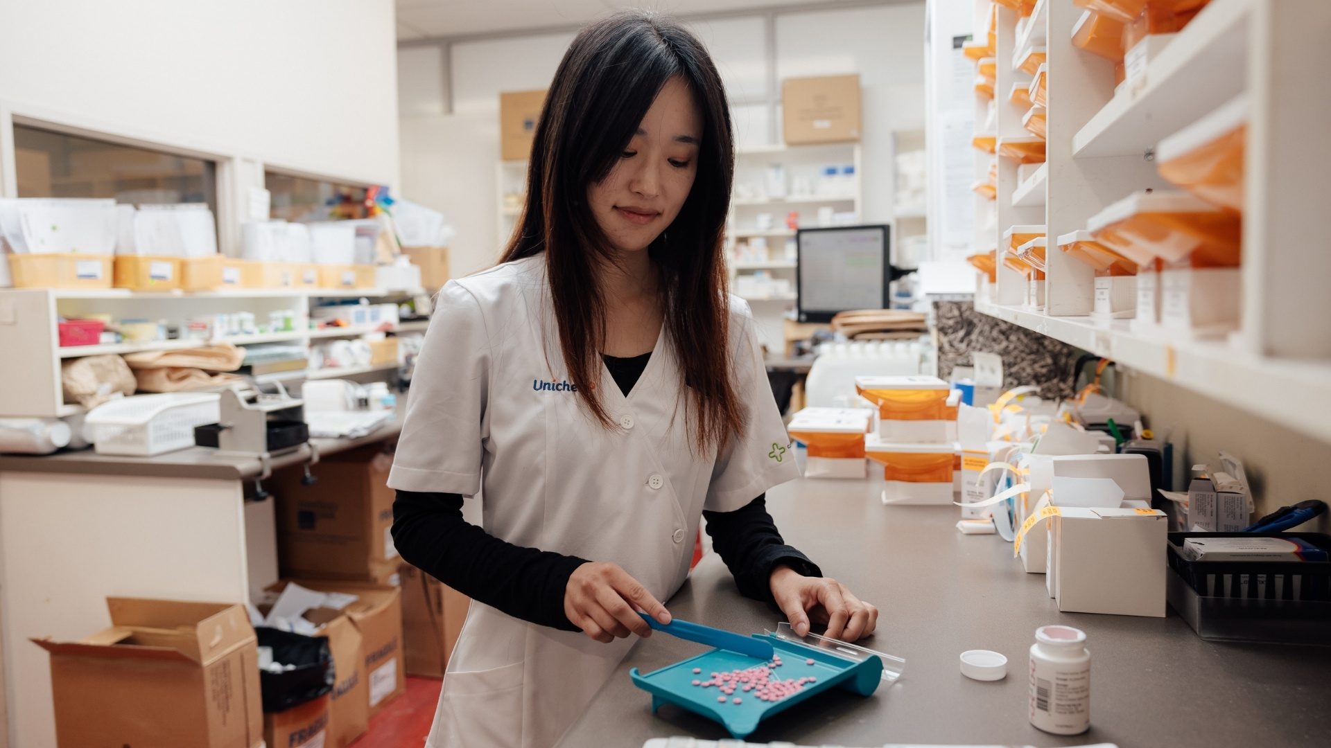 Pharmacist dispensing medication