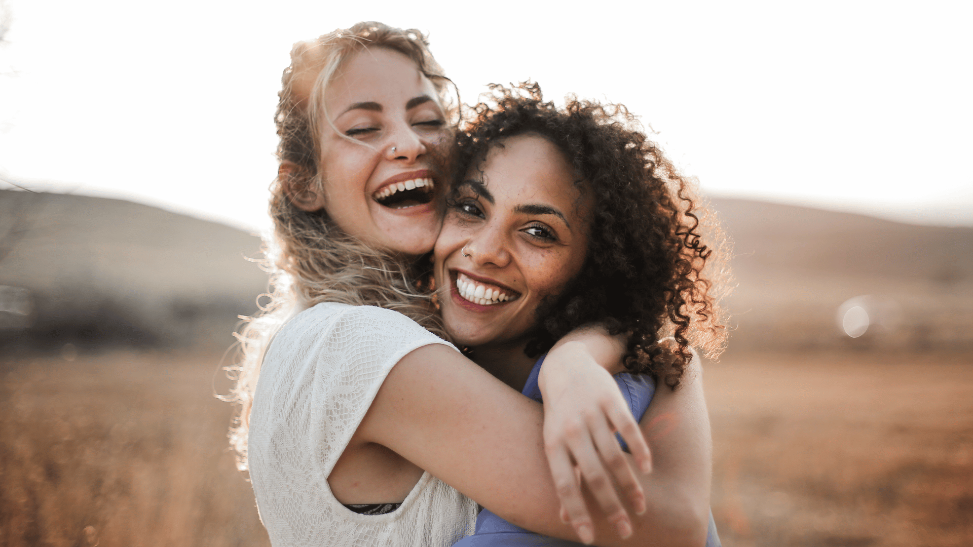 Two women hugging