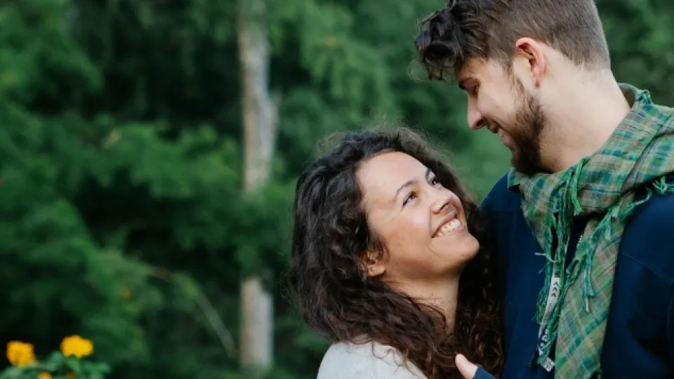 Cute couple discussing sexual health