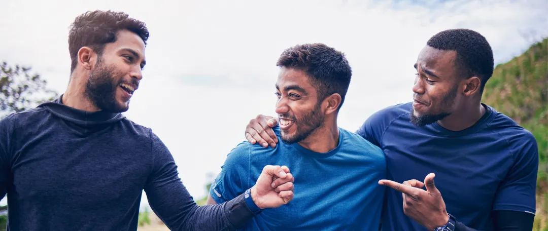 Men supporting each other's healthcare